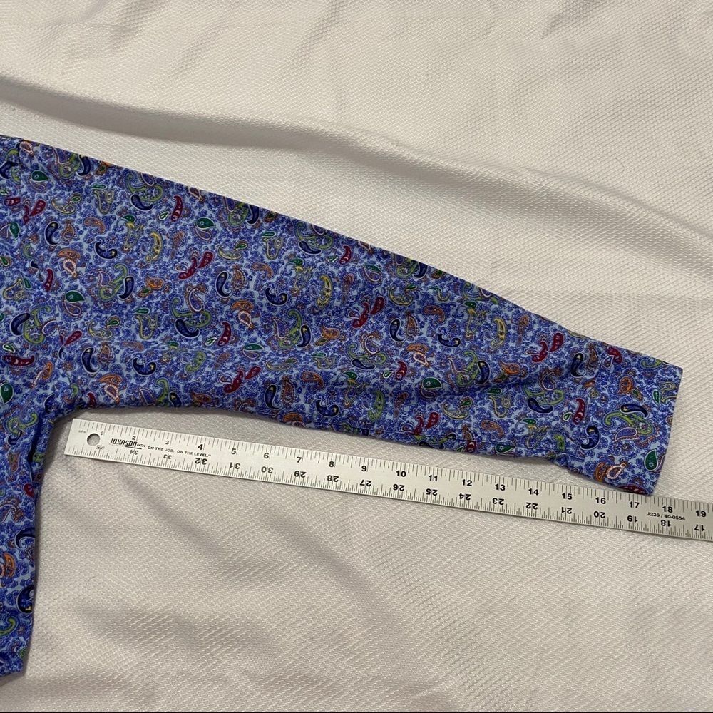 Alan Flusser Blue Paisley Button Up‎ - Picture 4 of 9